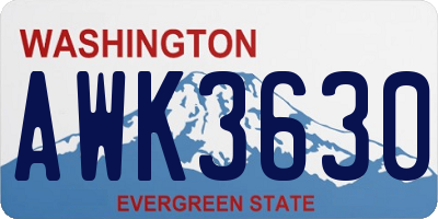 WA license plate AWK3630