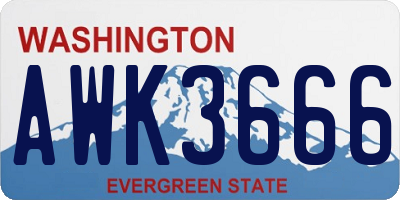WA license plate AWK3666
