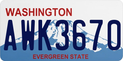 WA license plate AWK3670