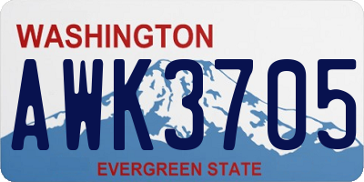 WA license plate AWK3705