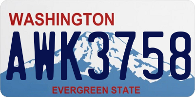 WA license plate AWK3758