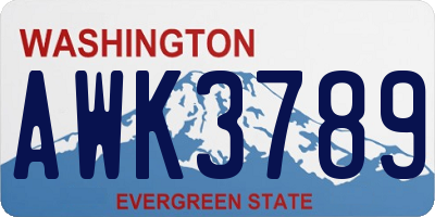 WA license plate AWK3789