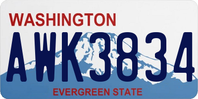 WA license plate AWK3834