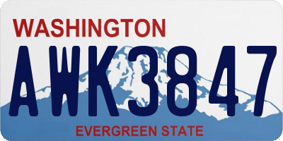 WA license plate AWK3847