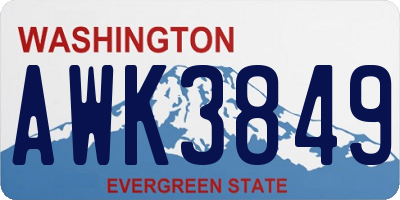 WA license plate AWK3849