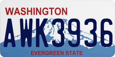 WA license plate AWK3936