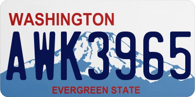 WA license plate AWK3965