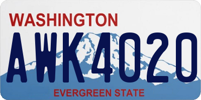 WA license plate AWK4020