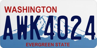 WA license plate AWK4024