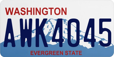 WA license plate AWK4045