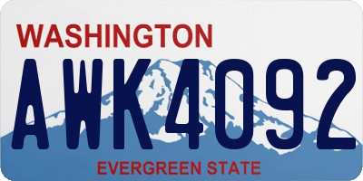 WA license plate AWK4092