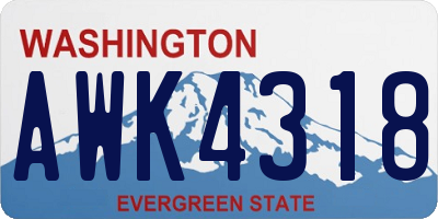 WA license plate AWK4318