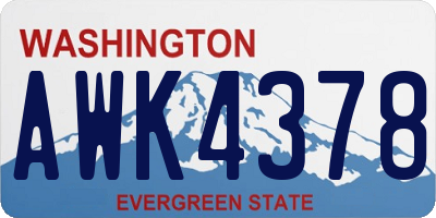 WA license plate AWK4378