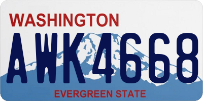WA license plate AWK4668