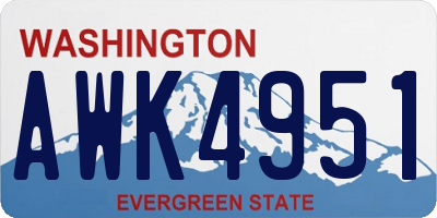 WA license plate AWK4951