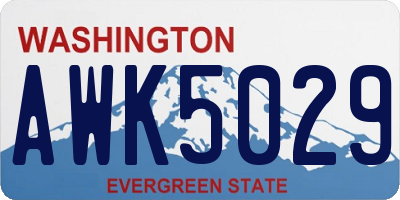 WA license plate AWK5029