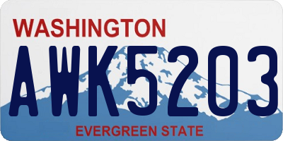 WA license plate AWK5203