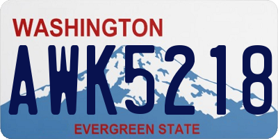 WA license plate AWK5218