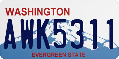WA license plate AWK5311