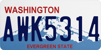 WA license plate AWK5314