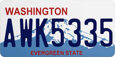 WA license plate AWK5335