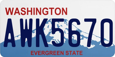 WA license plate AWK5670