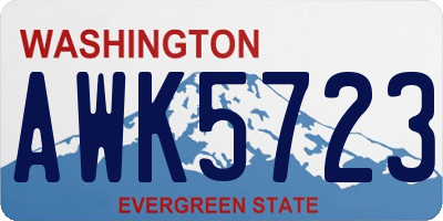 WA license plate AWK5723