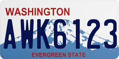 WA license plate AWK6123