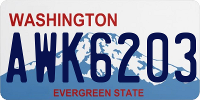 WA license plate AWK6203