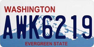 WA license plate AWK6219