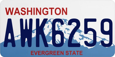 WA license plate AWK6259
