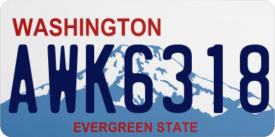 WA license plate AWK6318