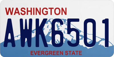 WA license plate AWK6501