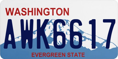 WA license plate AWK6617