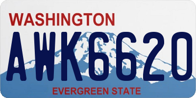 WA license plate AWK6620