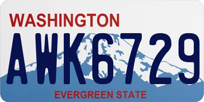 WA license plate AWK6729