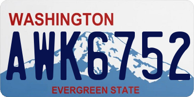 WA license plate AWK6752