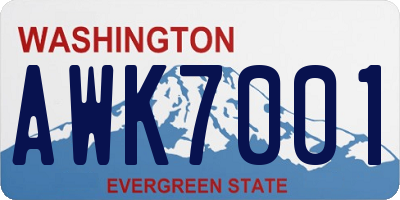 WA license plate AWK7001