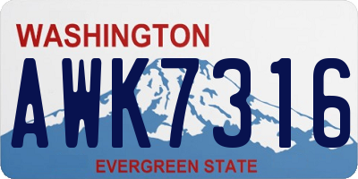WA license plate AWK7316