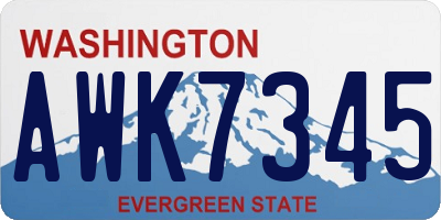 WA license plate AWK7345