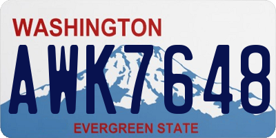 WA license plate AWK7648
