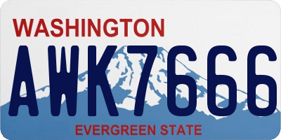 WA license plate AWK7666