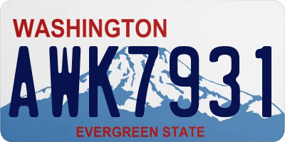 WA license plate AWK7931