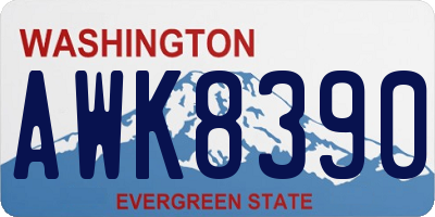 WA license plate AWK8390