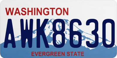 WA license plate AWK8630