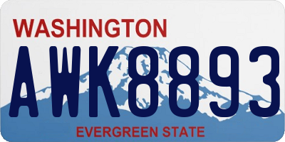 WA license plate AWK8893