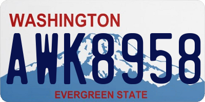 WA license plate AWK8958
