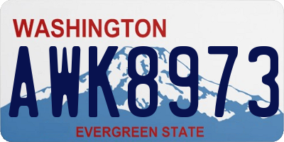 WA license plate AWK8973