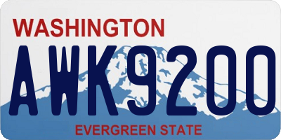 WA license plate AWK9200