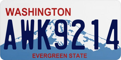WA license plate AWK9214